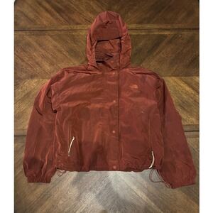 The North Face Womens WindWall Ripstop Hooded Windbreaker Jacket Rust Brown M |k